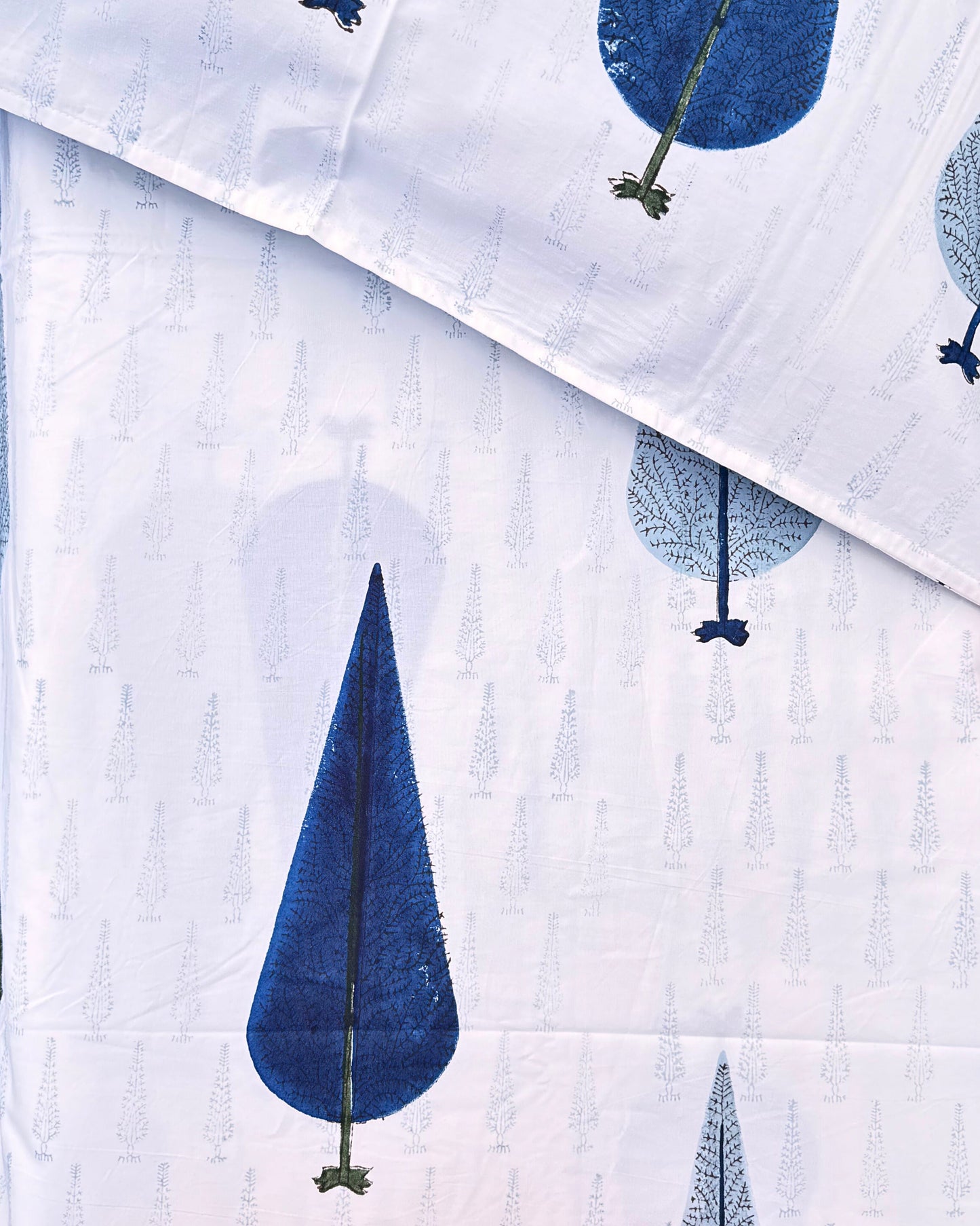 Premium Hand Block Leaf Print Bedsheet Set